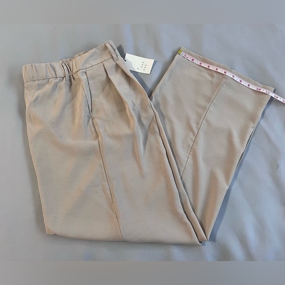 Women's High-Rise Wide Leg Fluid Pants - A New Day Beige Sz 4 NWT - Picture 11 of 13